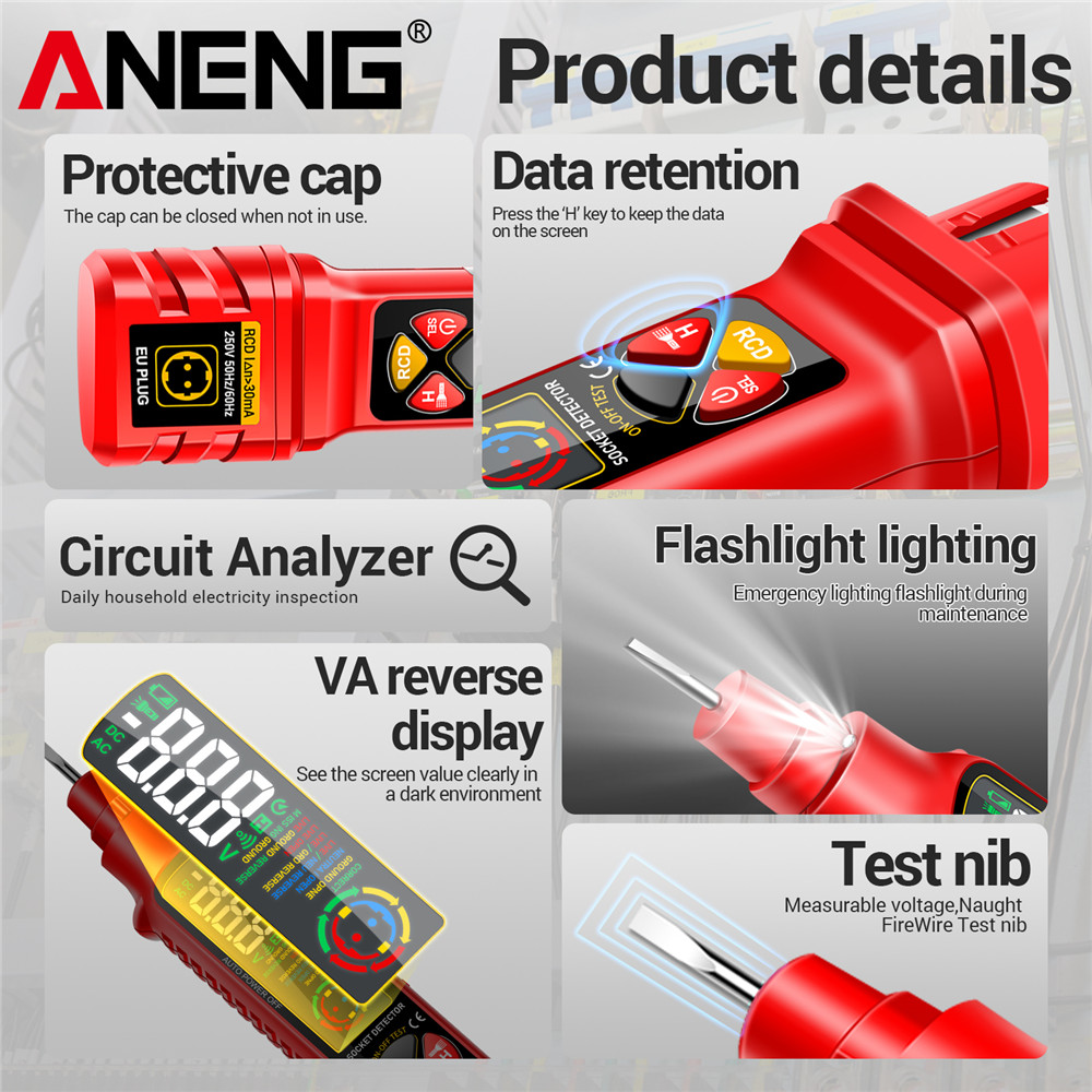 Penguji Daya Soket ANENG VD808 - Power Tools Voltage ulasan dan harga